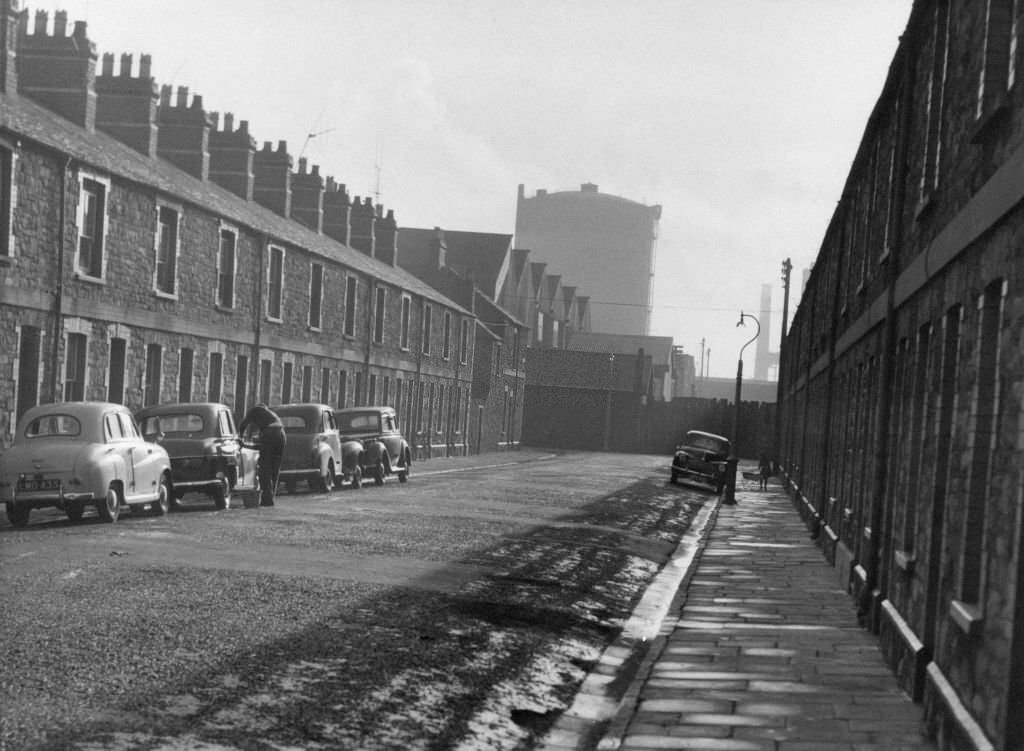 Kilcattan Street in Adamsdown, an inner city area and community in the south of Cardiff, Wales, 23rd January 1961.
