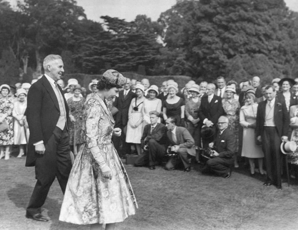 Queen Elizabeth II during two day visit to the welsh capital, Cardiff, Wales, Friday 5th August 1960.