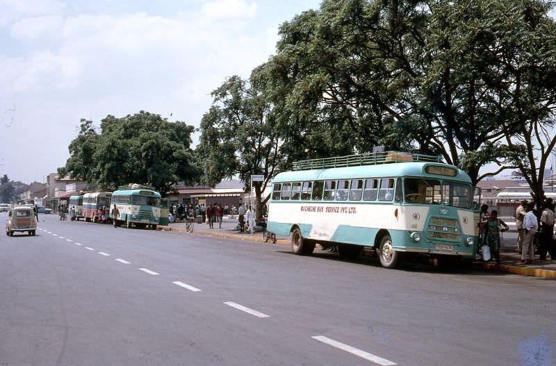 Private buses in then Salisbury now Harare then Rhodesia now Zimbabwe, September 19, 1968