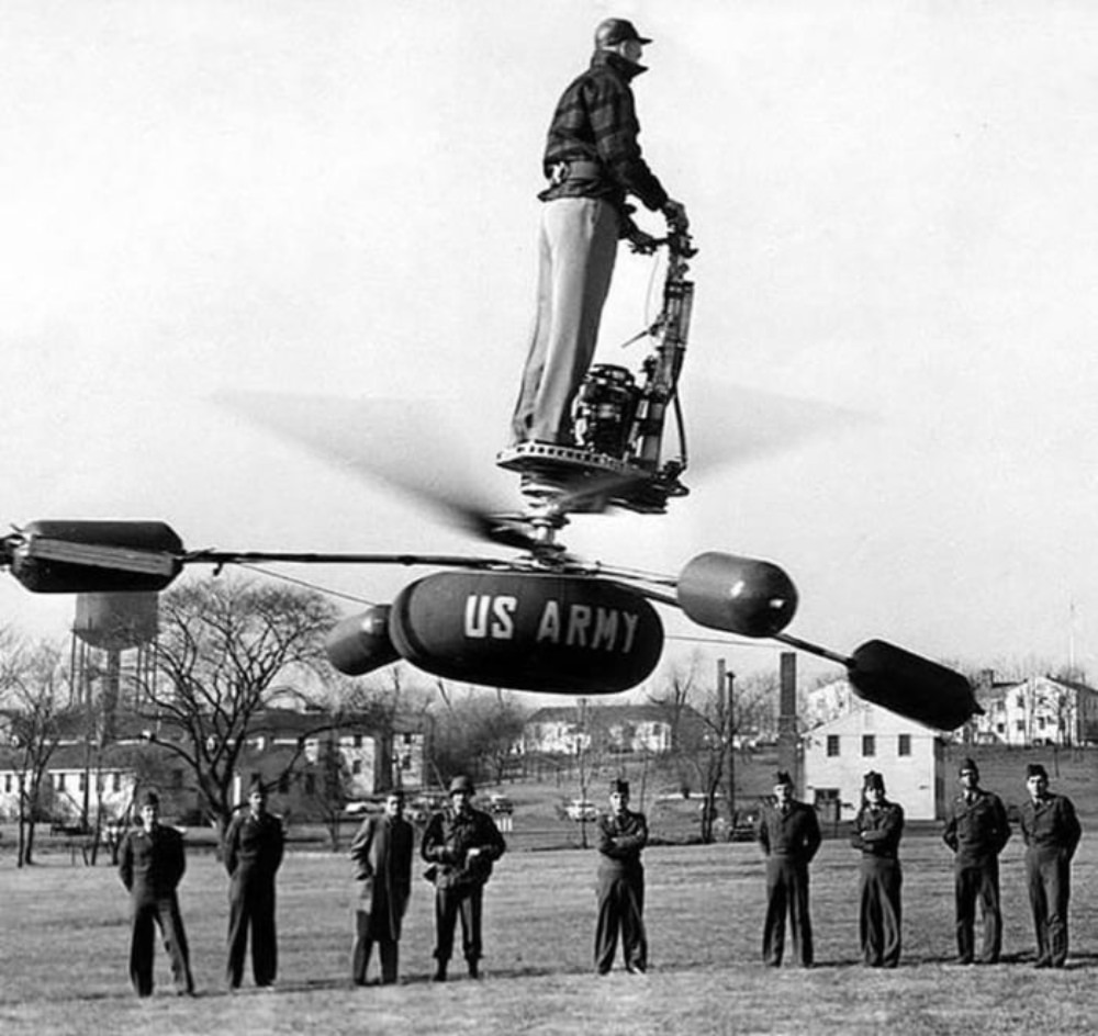 A One-Man Personal Helicopter: The de Lackner HZ-1 Aerocycle that failed during the Flight Test, 1950s