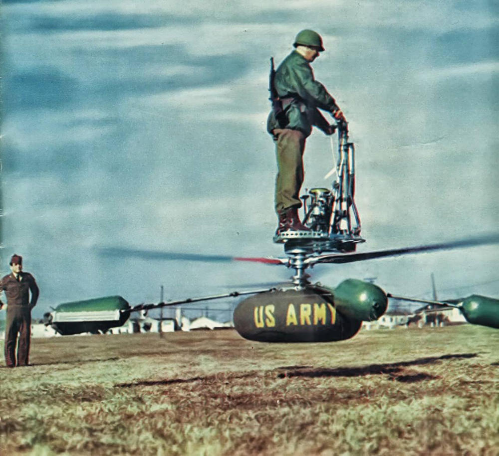 A One-Man Personal Helicopter: The de Lackner HZ-1 Aerocycle that failed during the Flight Test, 1950s