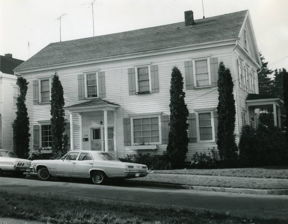 A wooden two-story colonial style building in Adams Street SE, Olympia, 1968