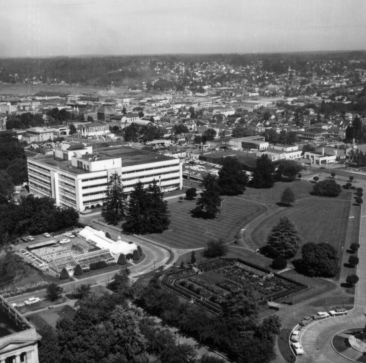 Aerial view of Capitol Campus, 1960s