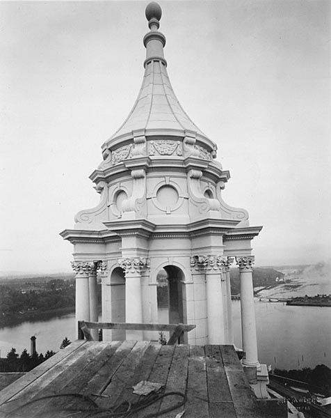 Decorative stonework details on upper lantern of Legislative Building dome, Washington State Capitol group, Olympia, 1926