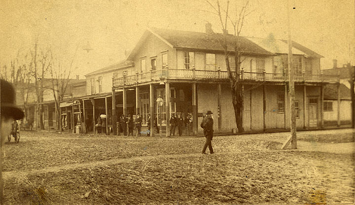 Corner of Fourth Avenue and Main Street (now Capitol Way), Olympia, 1890s.