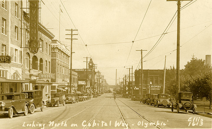 Looking North on Capitol Way Olympia, 1922