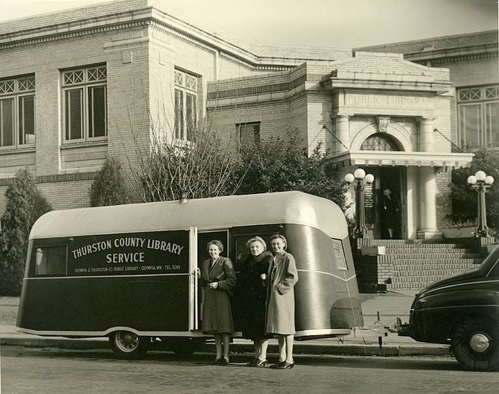 Thurston County Library Service book trailer, Olympia, 1929