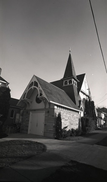 Negative photograph of Trinity Lutheran church building, Olympia, 1961