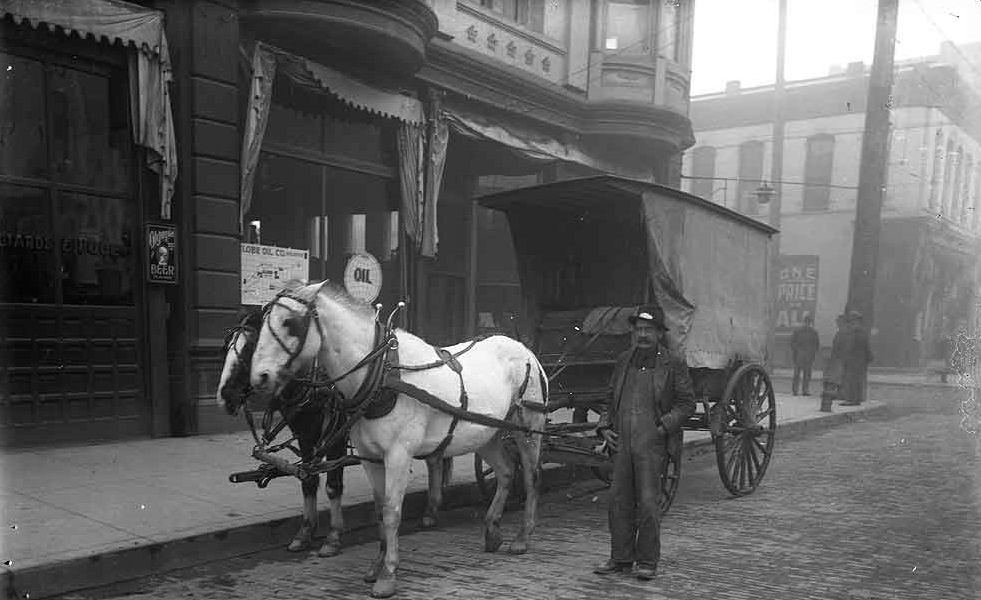 Carriage at Chambers Block, Capital Way, Olympia, 1914