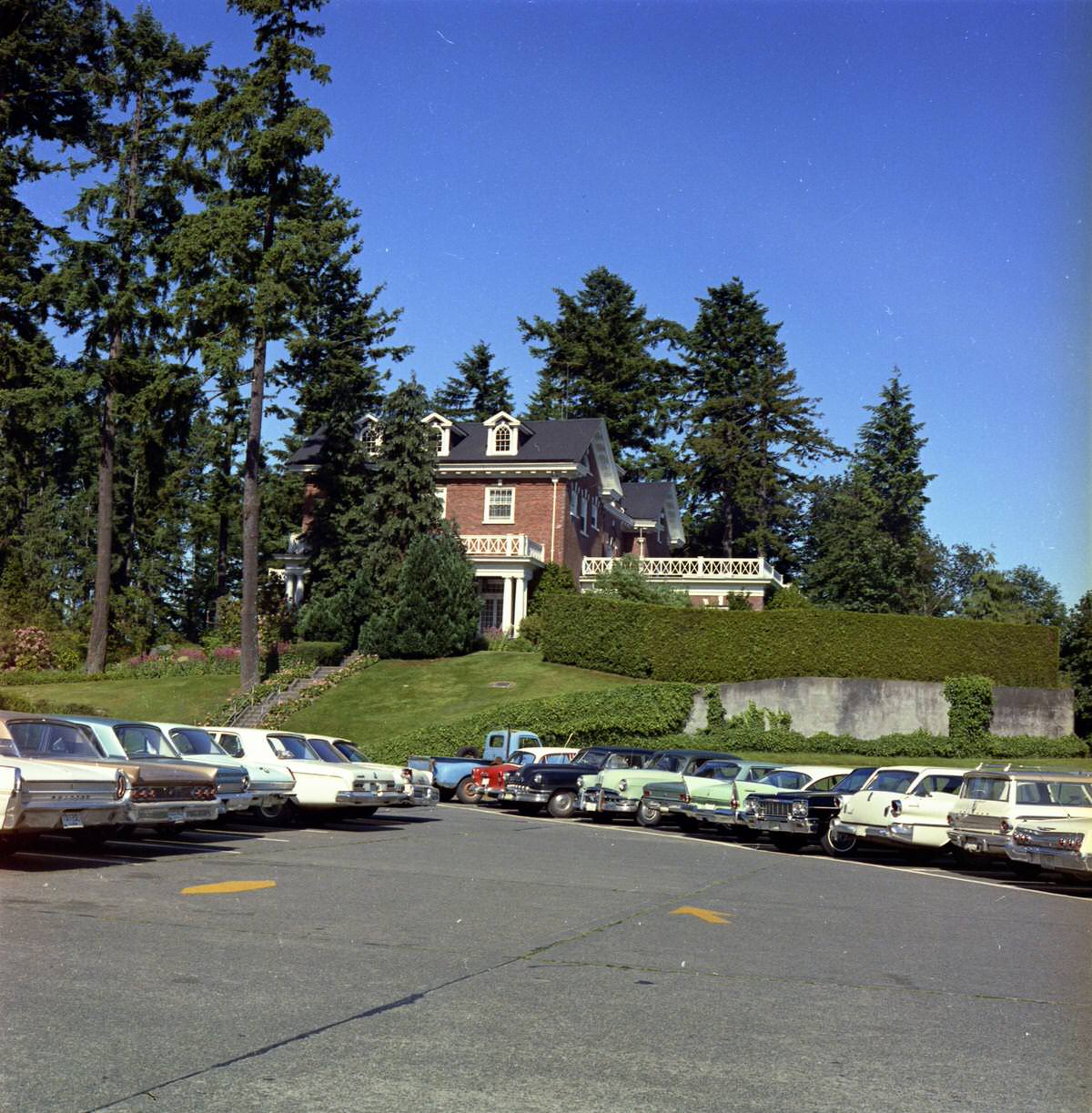 Parking lot and Governor's Mansion, 1964