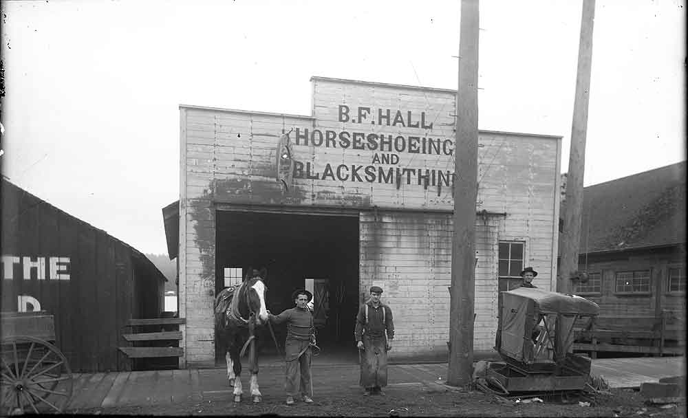 B.F. Hall Horseshoeing and Blacksmithing, Olympia, 1914