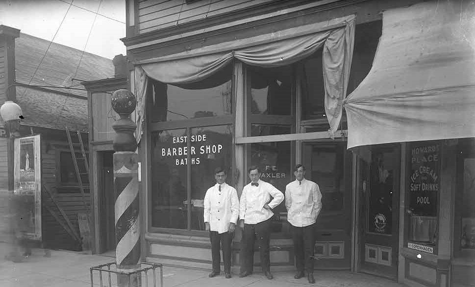 Eastside Barbershop, Olympia, 1914