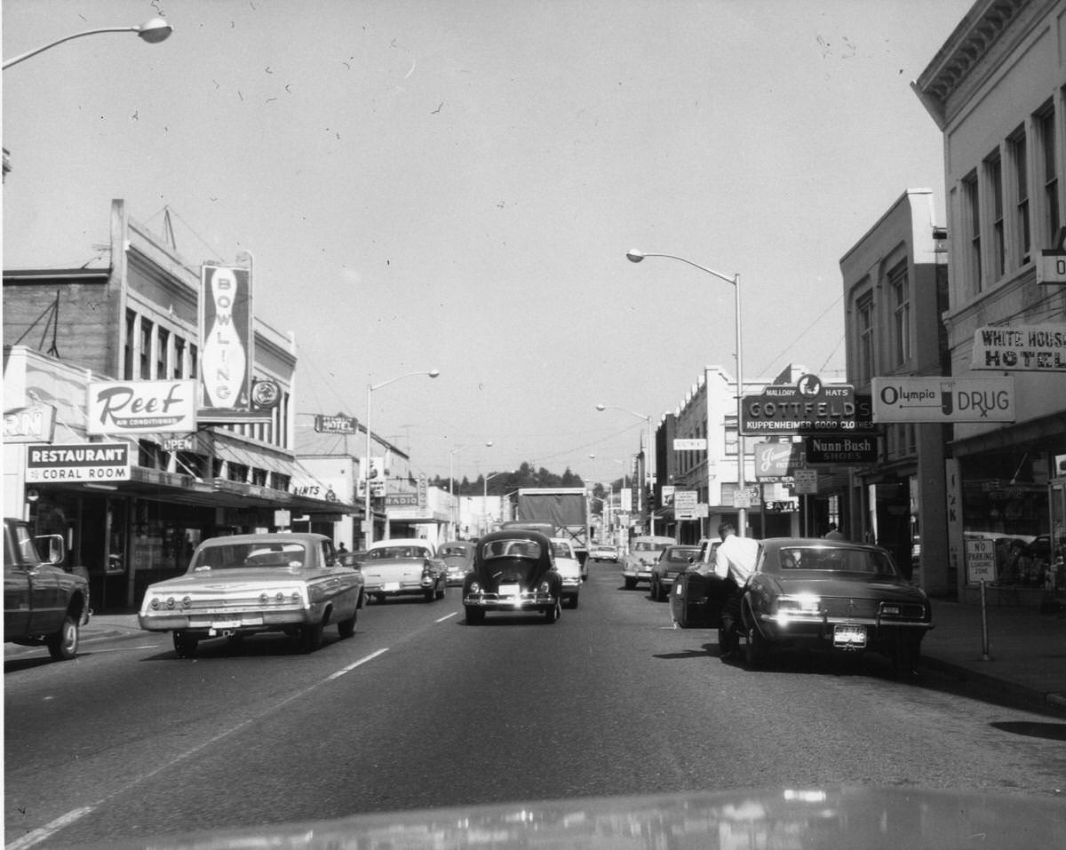 4th Avenue in Olympia, looking east, 1968