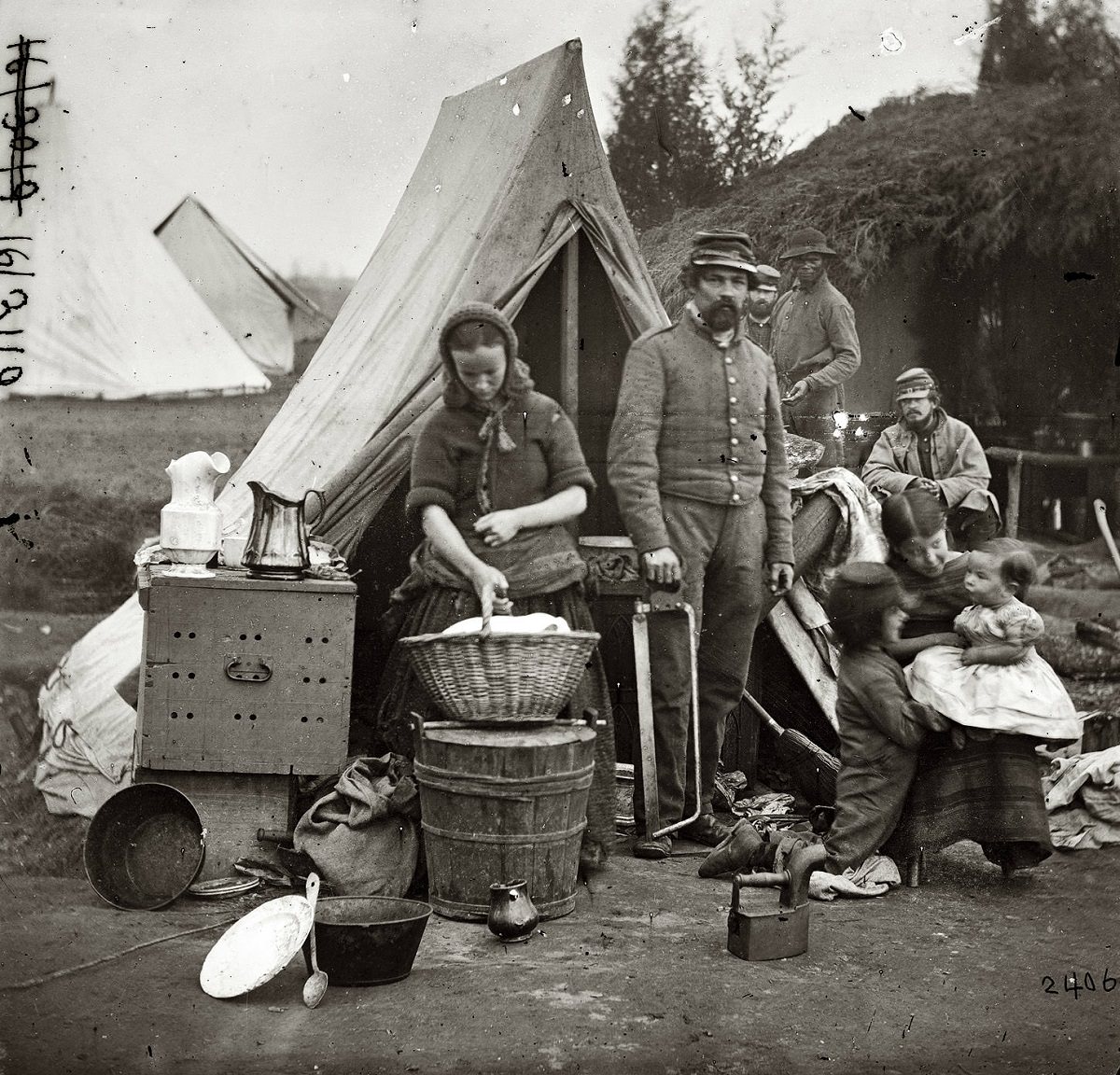 Washington, District of Columbia. Tent life of the 31st (later, 82nd) Pennsylvania Infantry at Queen's Farm, vicinity of Fort Slocum, 1861