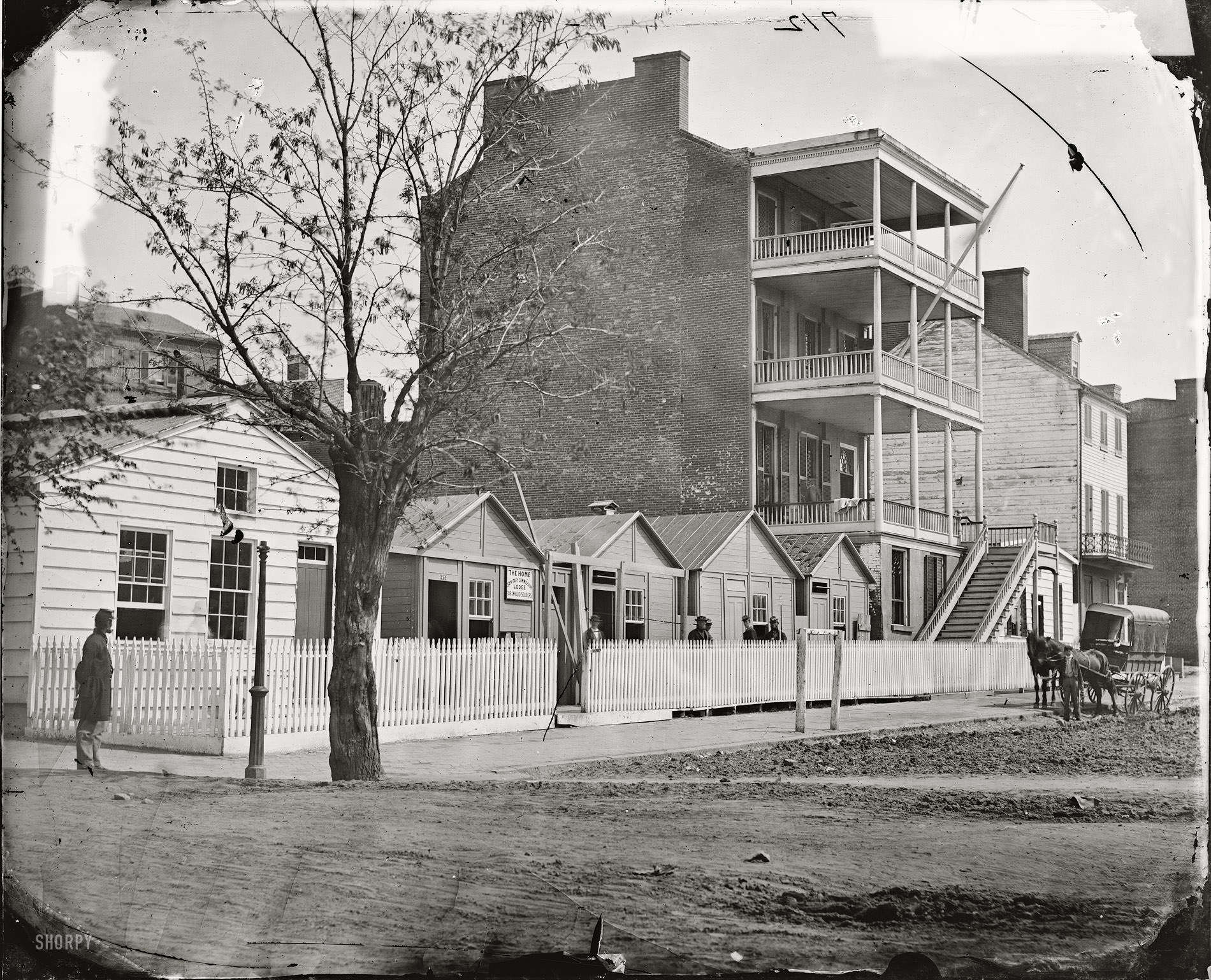 Buildings of the Sanitary Commission Home Lodge for Invalid Soldiers, North Capitol Street near C Street, Washington, D.C., 1865.