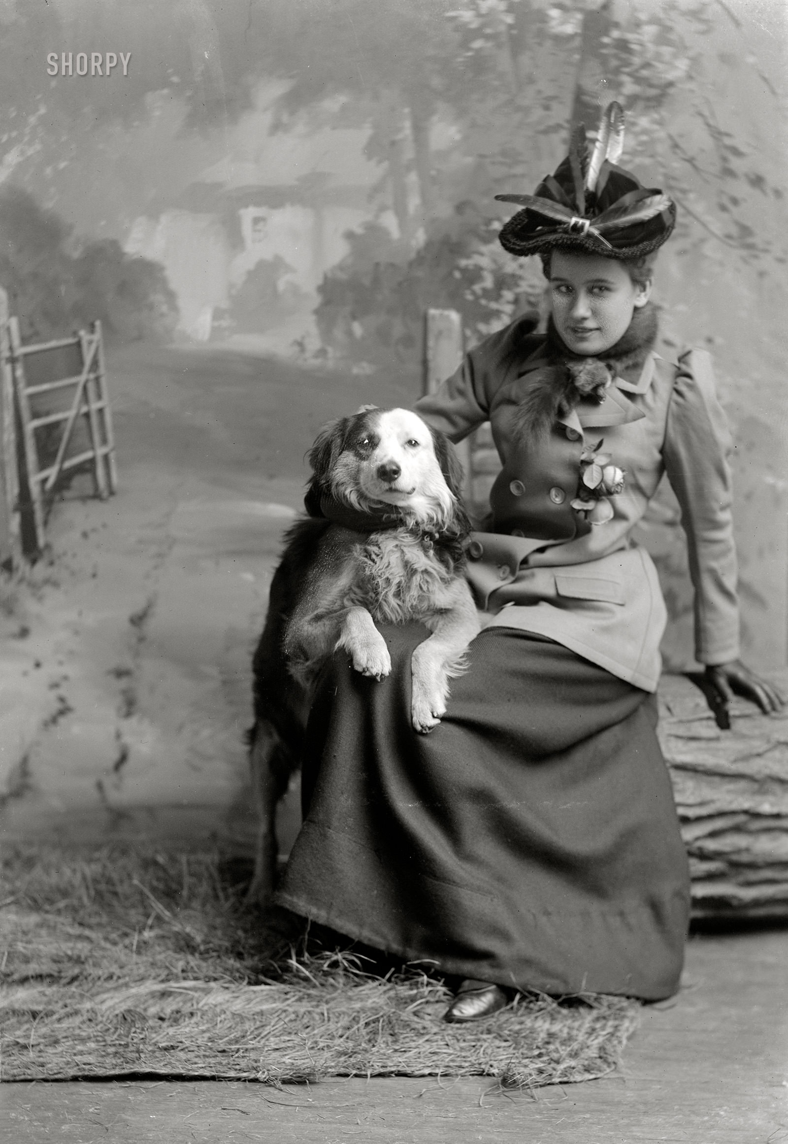 Beall, Nellie and her little dog, 1892