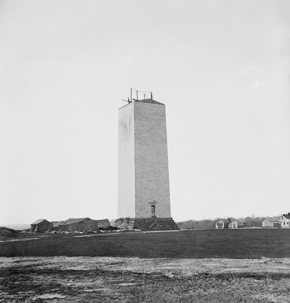 Washington Monument under Construction, Washington DC, 1860