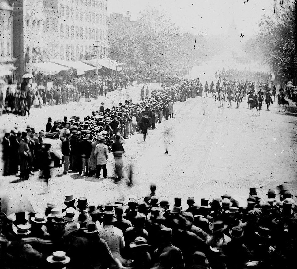 The Grand Review of the Army. as Gen. John A. Logan's 15th Army Corps pass down Pennsylvania Avenue on May, 1865 in Washington, DC.
