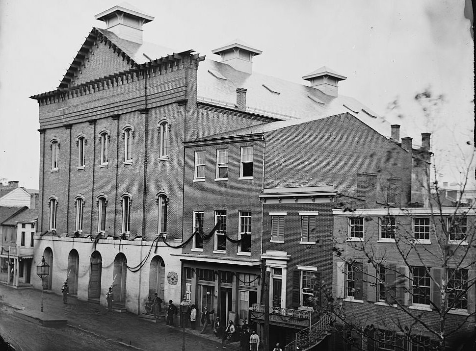Guards are posted at entrance of Ford's Theater after the assassination of U.S. President Abraham Lincoln April, 1865