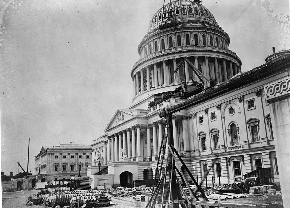 The U. S. Capitol in its last stages of reconstruction. Washington D. C., June 28, 1863.