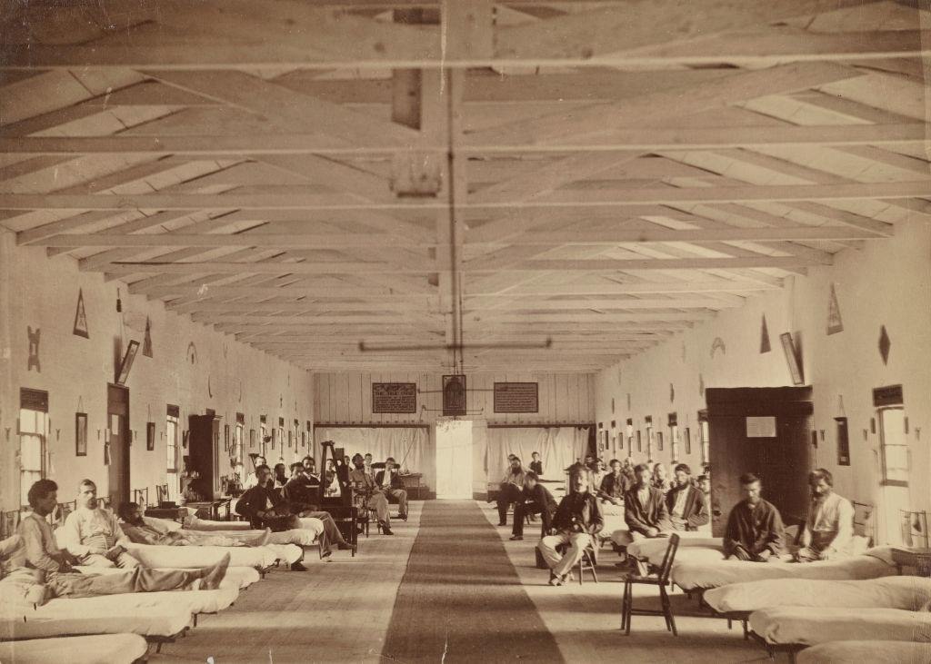 Armory Square Hospital, Interior of Ward K, 1863.