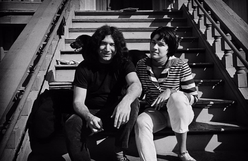 Jerry Garcia and Carolyn “Mountain Girl” Garcia on the steps of the Grateful Dead house at 710 Ashbury Street, May 1967.