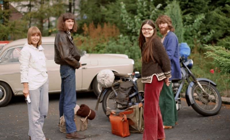 Bremen. Dutch friends heading back to Copenhagen, Germany, 1975