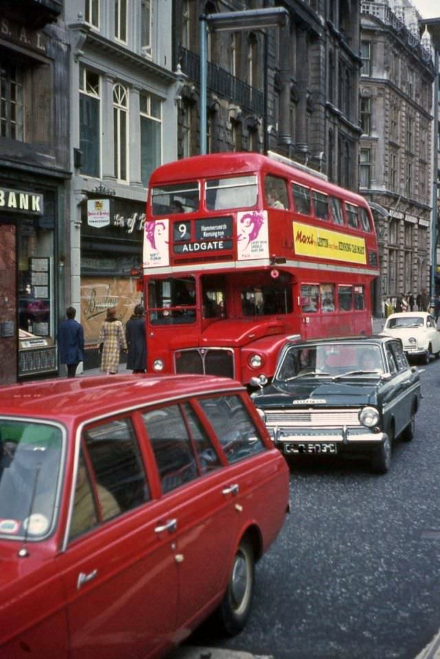 London Bus Route 9: AEC Routemaster, April 1970