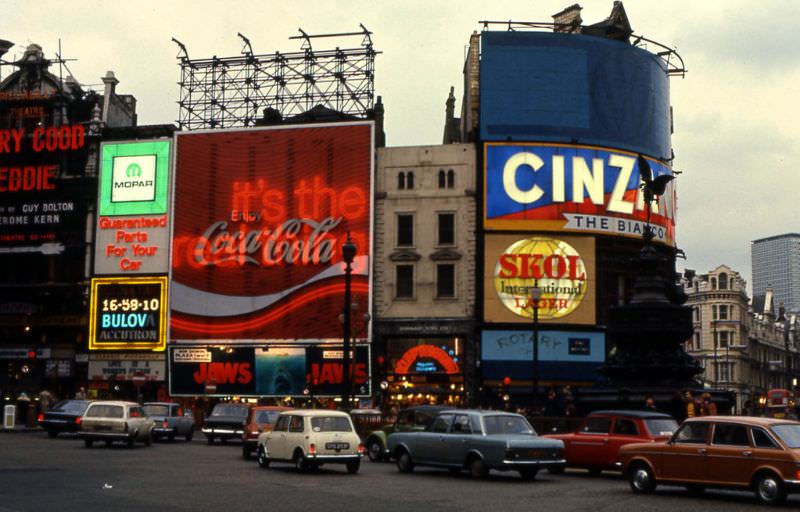 Piccadilly Circus, London, February 1976