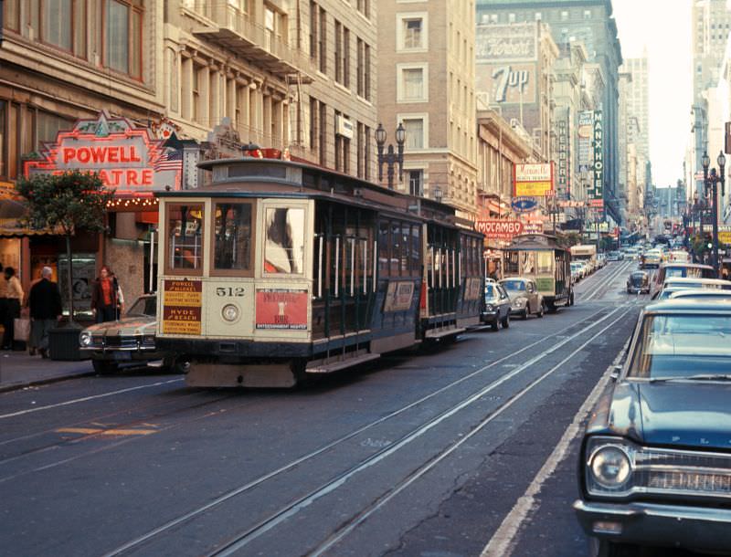 View north on Powell Street just north of Market Street, 1971