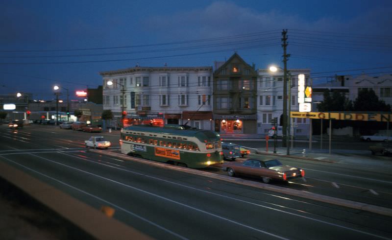 Market Street at Sanchez Street/15th Street in early evening