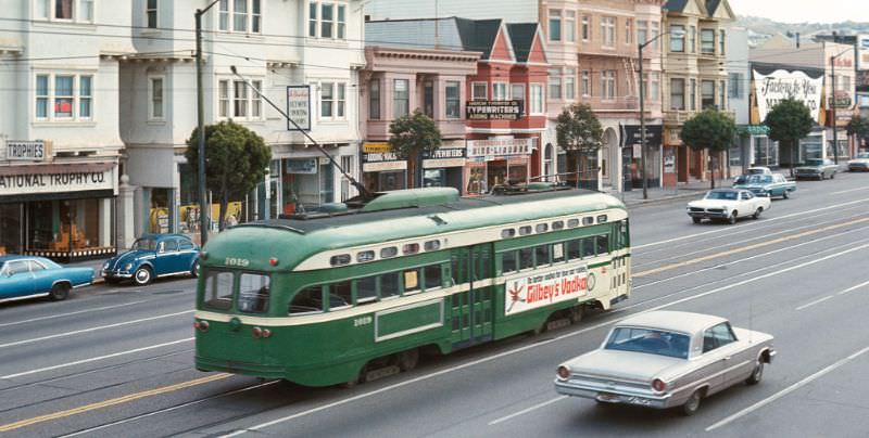 PCC on Market Street between Noe Street/16th Street and Sanchez Street/15th Street, 1971