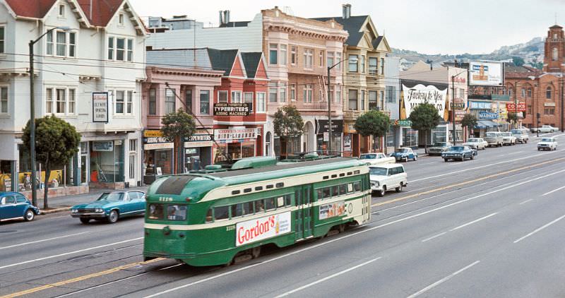 PCC on Market Street between Noe Street/16th Street and Sanchez Street/15th Street, 1971