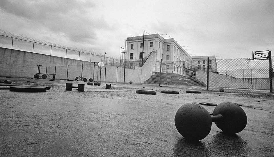 Recreation Yard - Weights and other recreation equipment left behind.