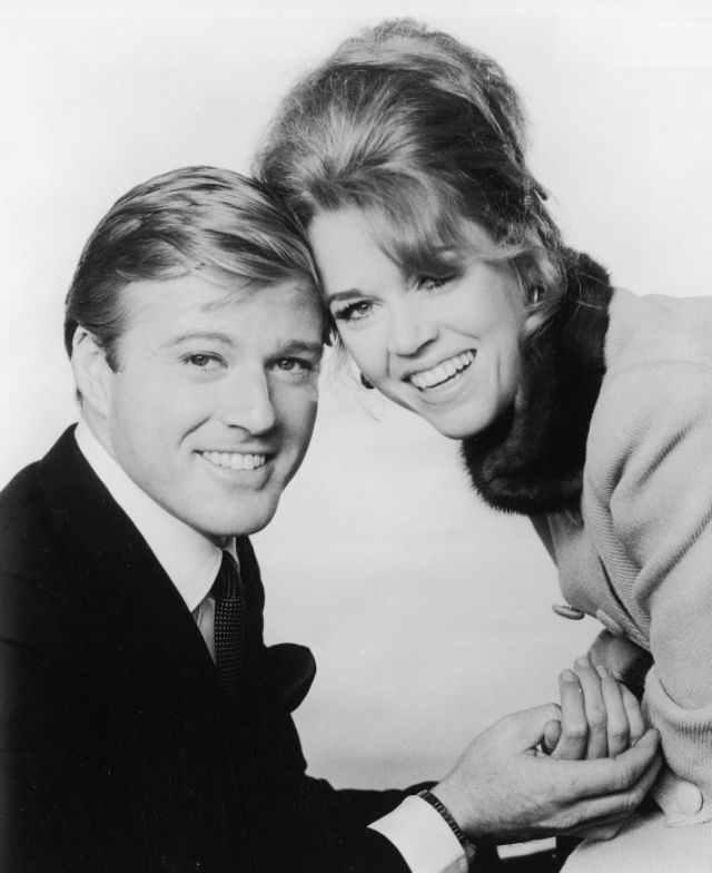 Robert Redford and Jane Fonda during the filming of 'Barefoot in the Park (1967)'