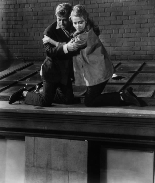 Robert Redford and Jane Fonda during the filming of 'Barefoot in the Park (1967)'