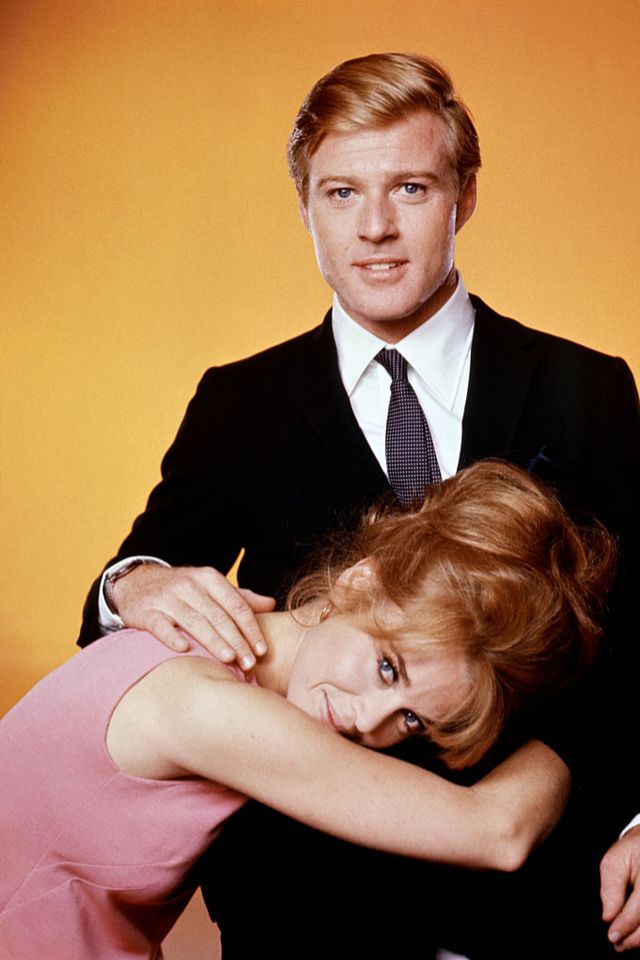 Robert Redford and Jane Fonda during the filming of 'Barefoot in the Park (1967)'
