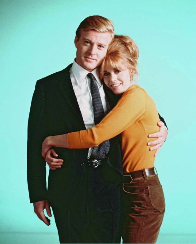 Robert Redford and Jane Fonda during the filming of 'Barefoot in the Park (1967)'