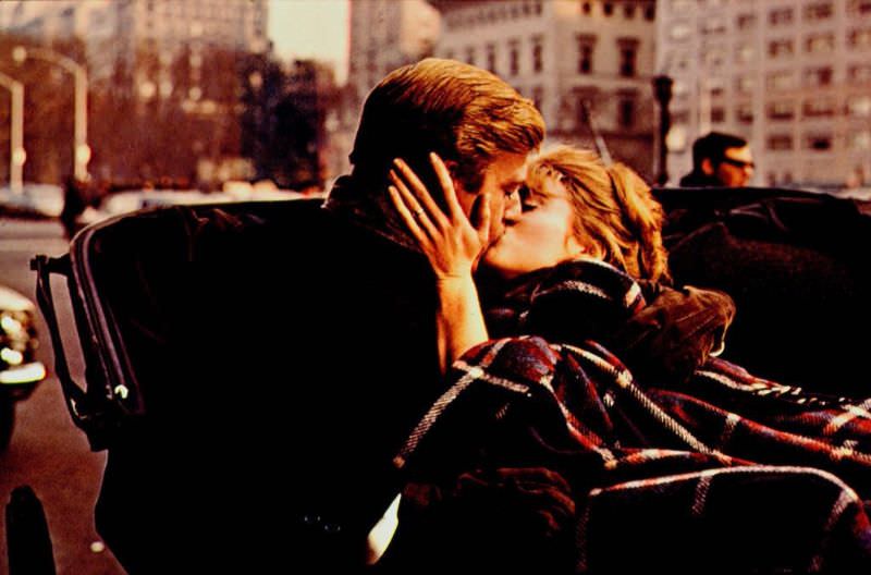 Robert Redford and Jane Fonda during the filming of 'Barefoot in the Park (1967)'