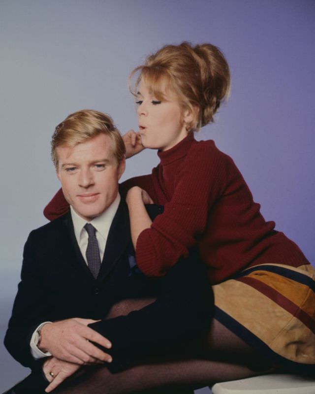 Robert Redford and Jane Fonda during the filming of 'Barefoot in the Park (1967)'