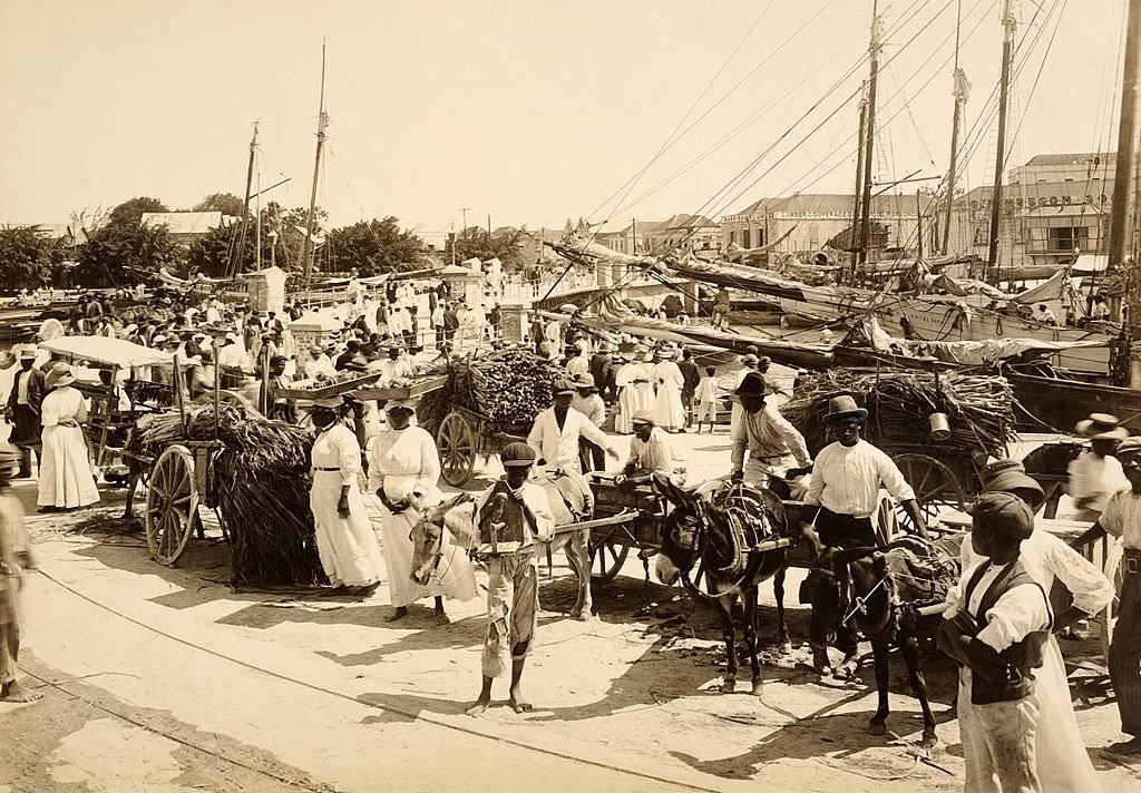 The market on the docks of Bridgetown, Barbados, West Indies, 1890.