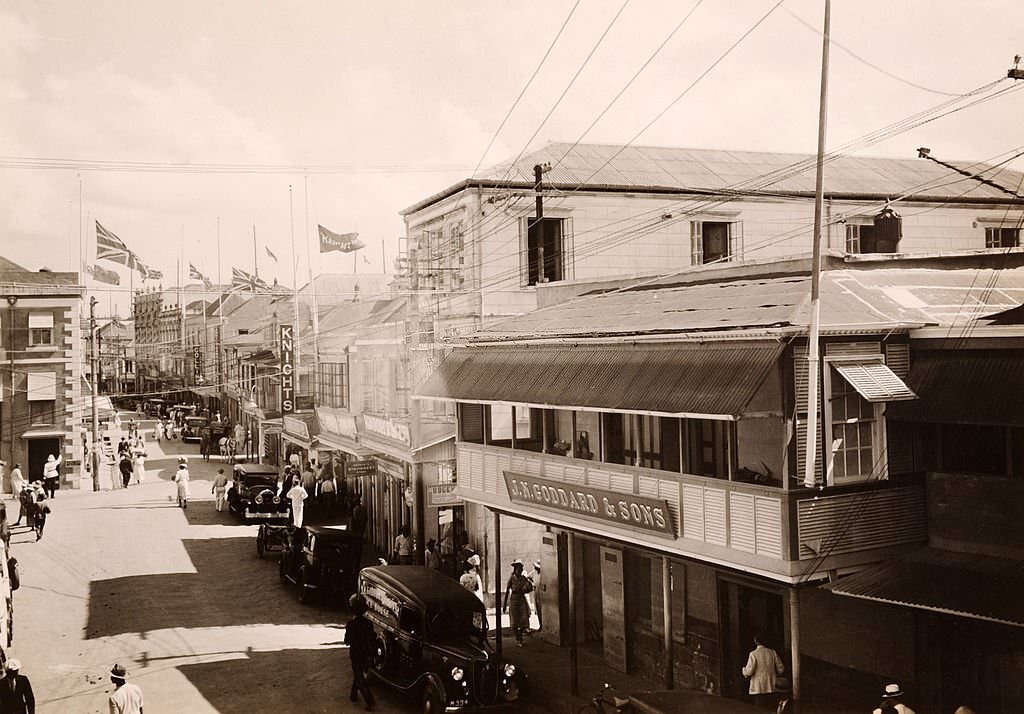Broad Street in Bridgetown, Barbados, West Indies, 1890.