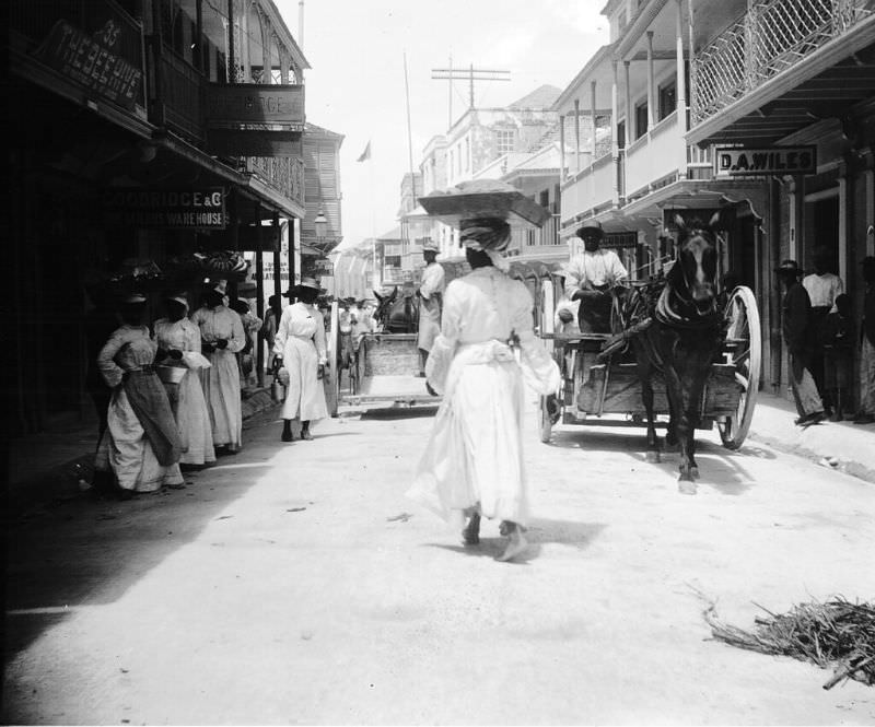 Bridgetown street scenes, 1890s