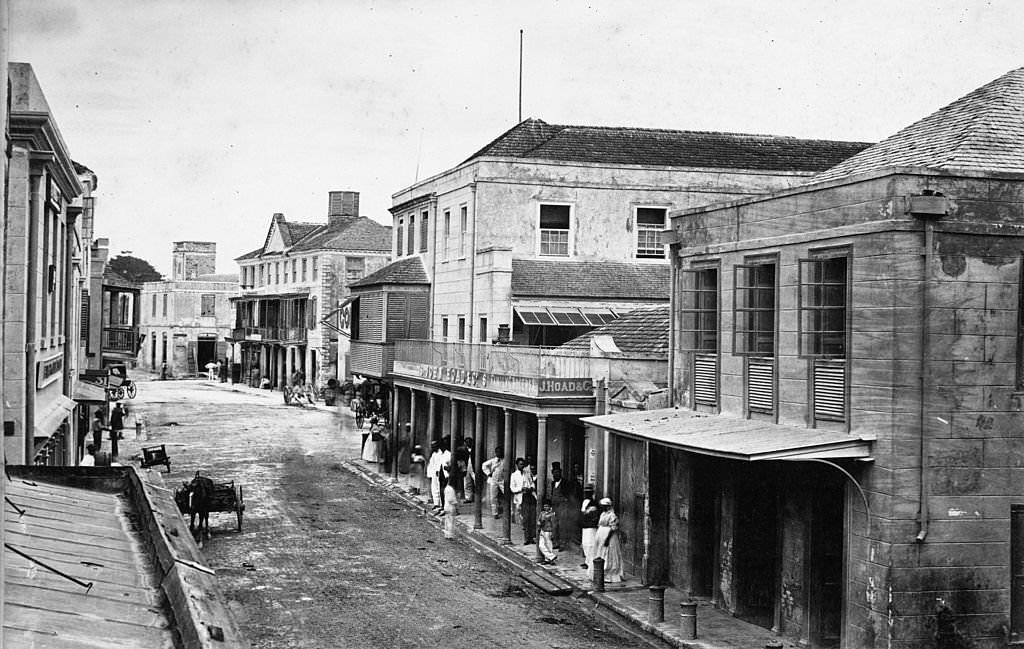 Street scene, Bridgetown, 1870