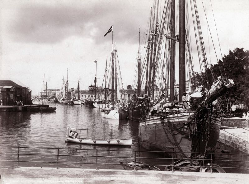 Canal and harbor, Bridgetown, 1880s