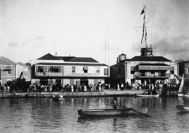 Landing wharf at careenage, Bridgetown, 1880s