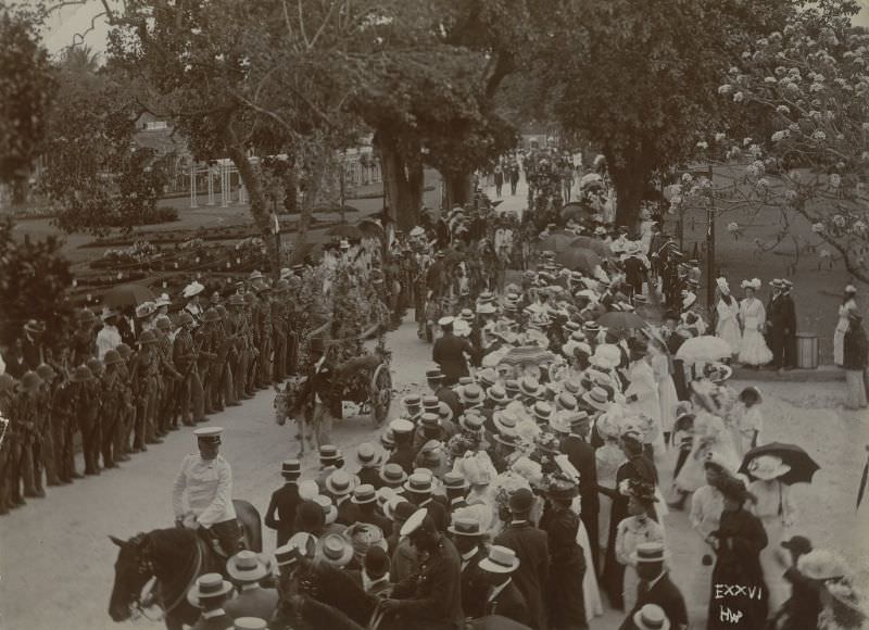 Opening procession, Queens Park, Bridgetown, 1890s