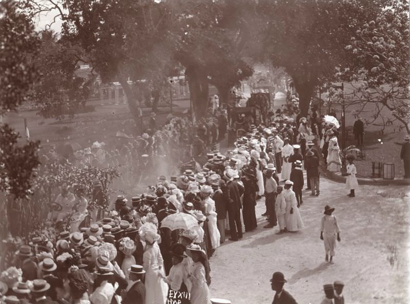 Opening procession, Queens Park, Bridgetown, 1890s