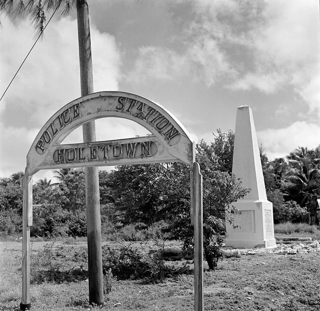 A monument for British claim and settlement in Barbados, 1946