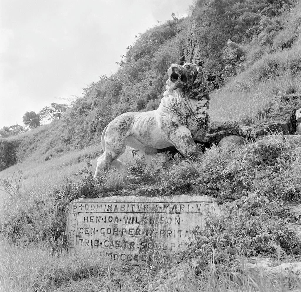 The Lion at Gun Hill carved by Captain Henry Wilkinson showing the British Imperial Lion in Bridgetown, Barbados.